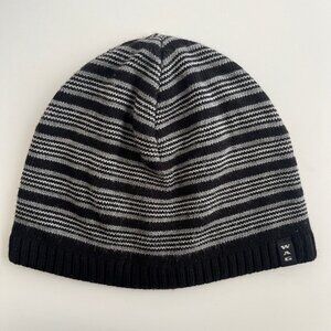 Black Grey Striped Beanie